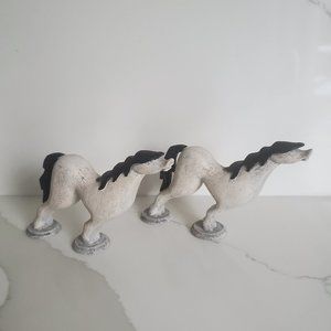 NOAH'S FAMILY Horses (2pcs) DEMDACO hand carved artist Rhett Johnson Collectible